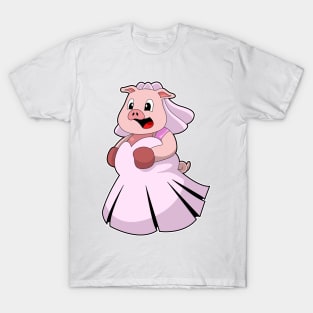 Pig as Bride with Wedding dress T-Shirt